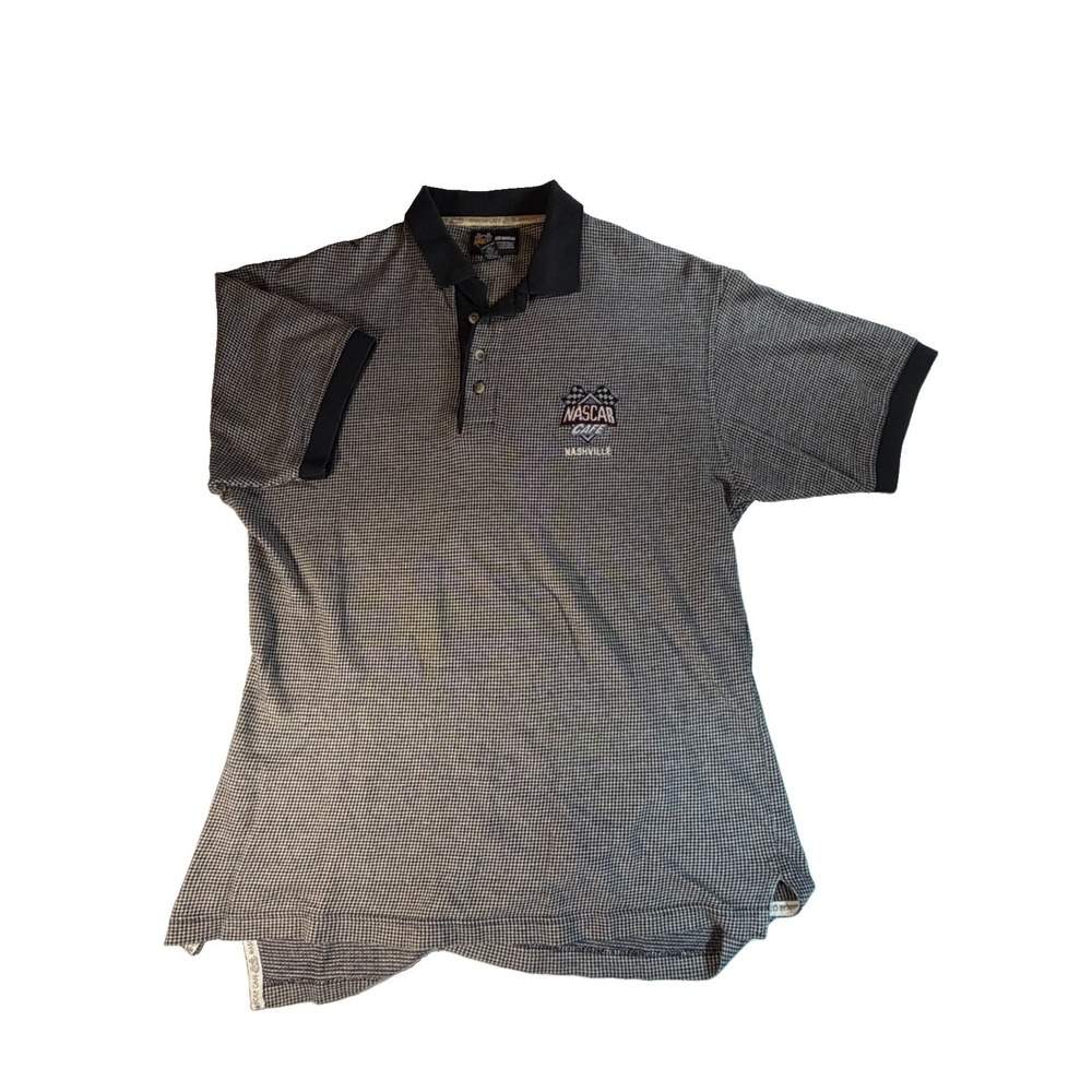 Vintage NASCAR Cafe Nashville Polo Men's M Houndstooth Racing Embroidered